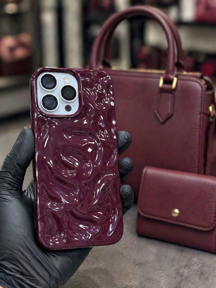 Bordo dalgalı kılıf